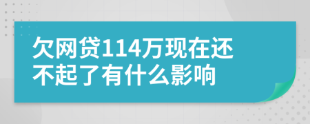 欠网贷114万现在还不起了有什么影响