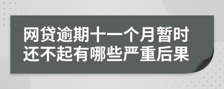 网贷逾期十一个月暂时还不起有哪些严重后果