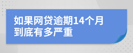 如果网贷逾期14个月到底有多严重