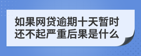 如果网贷逾期十天暂时还不起严重后果是什么