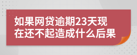 如果网贷逾期23天现在还不起造成什么后果