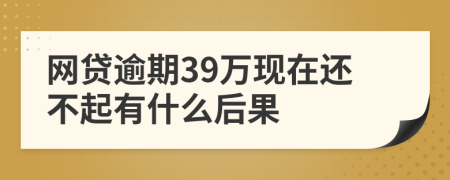 网贷逾期39万现在还不起有什么后果