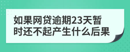 如果网贷逾期23天暂时还不起产生什么后果