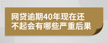 网贷逾期40年现在还不起会有哪些严重后果