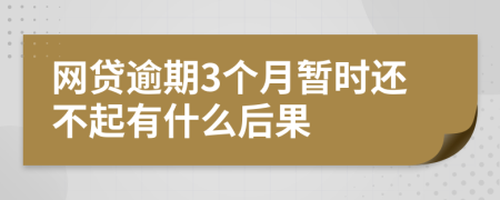 网贷逾期3个月暂时还不起有什么后果