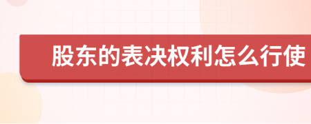 股东的表决权利怎么行使