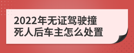 2022年无证驾驶撞死人后车主怎么处置