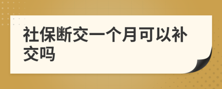 社保断交一个月可以补交吗