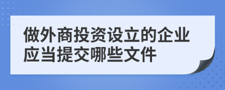 做外商投资设立的企业应当提交哪些文件