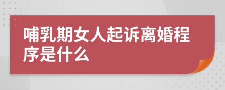 哺乳期女人起诉离婚程序是什么