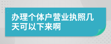 办理个体户营业执照几天可以下来啊