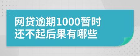 网贷逾期1000暂时还不起后果有哪些