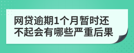 网贷逾期1个月暂时还不起会有哪些严重后果