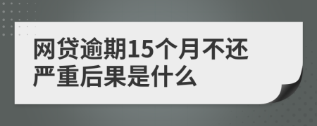 网贷逾期15个月不还严重后果是什么