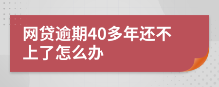 网贷逾期40多年还不上了怎么办