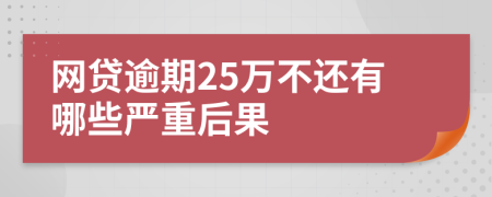 网贷逾期25万不还有哪些严重后果