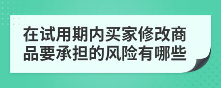 在试用期内买家修改商品要承担的风险有哪些