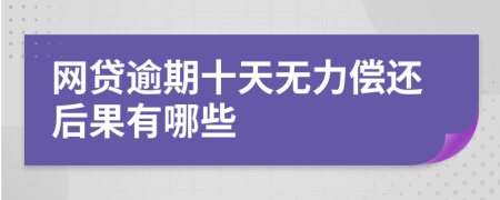 网贷逾期十天无力偿还后果有哪些