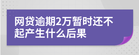 网贷逾期2万暂时还不起产生什么后果