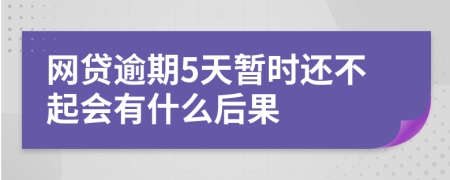 网贷逾期5天暂时还不起会有什么后果