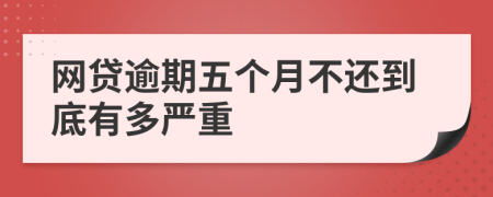 网贷逾期五个月不还到底有多严重