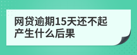 网贷逾期15天还不起产生什么后果