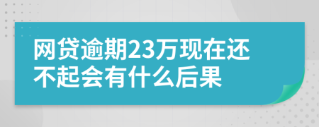 网贷逾期23万现在还不起会有什么后果