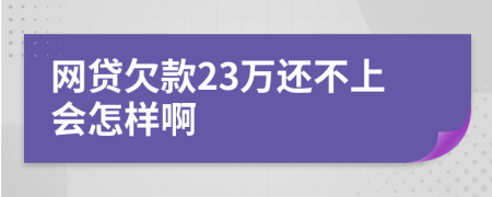网贷欠款23万还不上会怎样啊