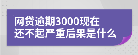 网贷逾期3000现在还不起严重后果是什么