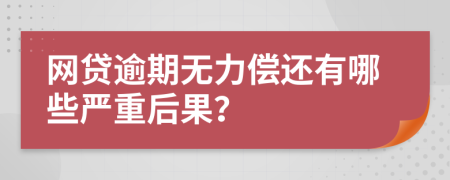 网贷逾期无力偿还有哪些严重后果？