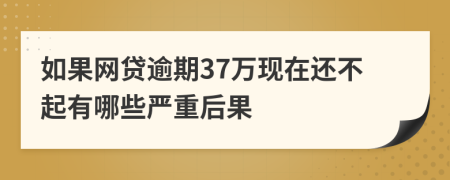 如果网贷逾期37万现在还不起有哪些严重后果