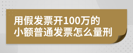 用假发票开100万的小额普通发票怎么量刑