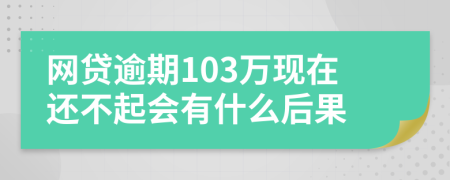 网贷逾期103万现在还不起会有什么后果