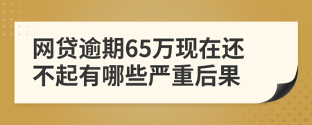 网贷逾期65万现在还不起有哪些严重后果