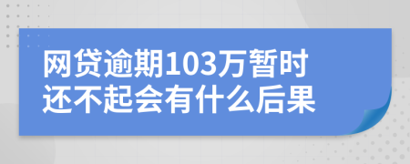 网贷逾期103万暂时还不起会有什么后果