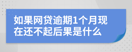 如果网贷逾期1个月现在还不起后果是什么