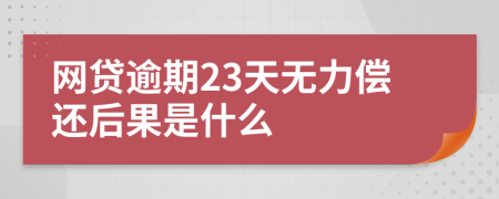 网贷逾期23天无力偿还后果是什么