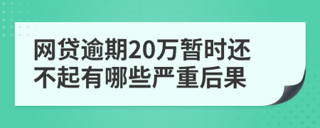 网贷逾期20万暂时还不起有哪些严重后果