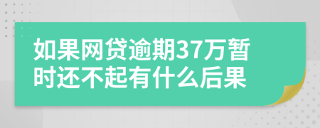 如果网贷逾期37万暂时还不起有什么后果