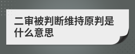 二审被判断维持原判是什么意思