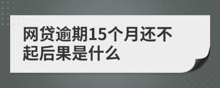 网贷逾期15个月还不起后果是什么