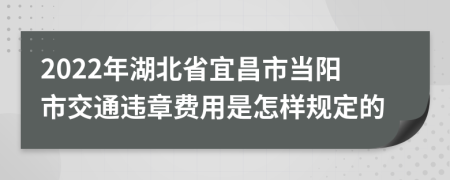 2022年湖北省宜昌市当阳市交通违章费用是怎样规定的