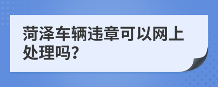 菏泽车辆违章可以网上处理吗？