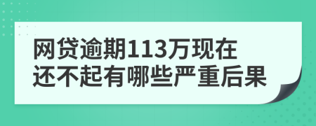 网贷逾期113万现在还不起有哪些严重后果