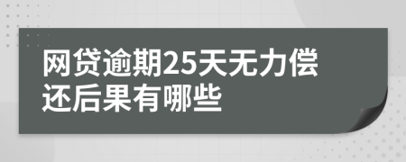 网贷逾期25天无力偿还后果有哪些