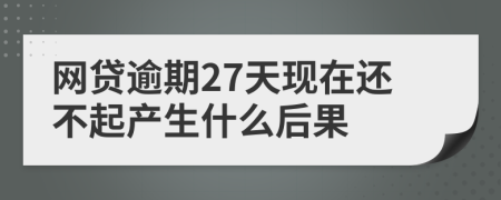 网贷逾期27天现在还不起产生什么后果