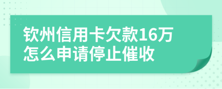 钦州信用卡欠款16万怎么申请停止催收