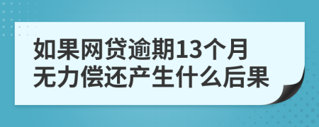 如果网贷逾期13个月无力偿还产生什么后果