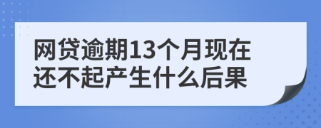 网贷逾期13个月现在还不起产生什么后果