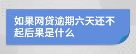 如果网贷逾期六天还不起后果是什么